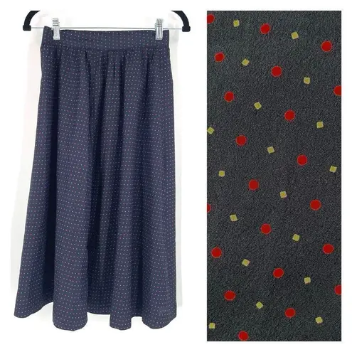Vintage 90s The Villager Women's Patterned Pocket Maxi Skirt Navy Blue Size 10