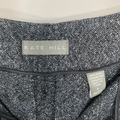 Kate Hill Pants Flat Front Wide Leg Trouser Wool Silk Blend Size 8