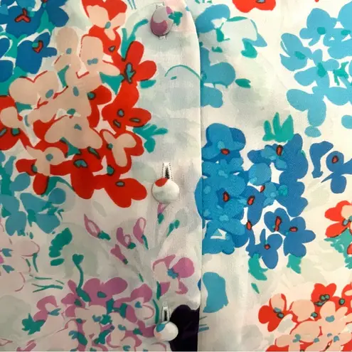 Annie Griffin Colorful Floral Silk Button Down Blouse Top size S