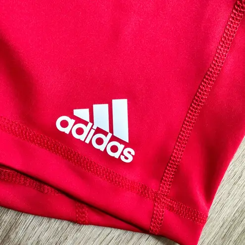 Adidas New  Womens Red 3” Long TF VB Athletic Workout Shorts Size S Gym Shorts