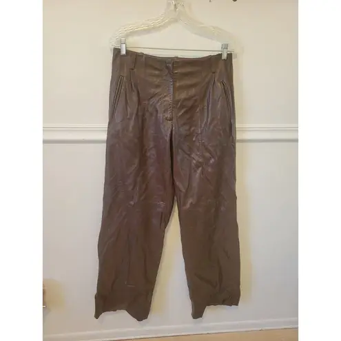 RTR sz 10 Veda deep chocolate brown leather pocketed dress trouser pants seamed