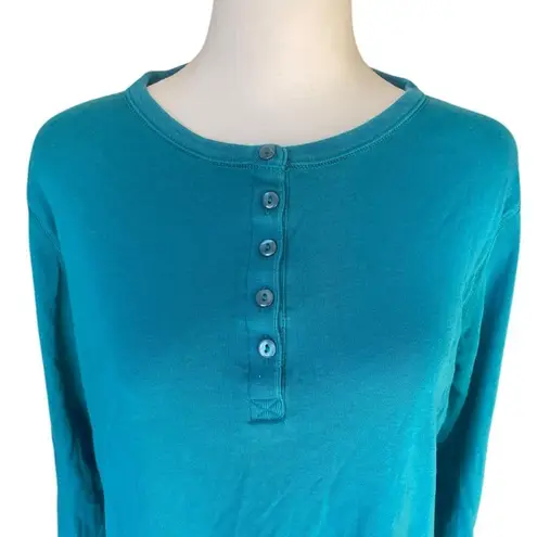 Duluth Trading Co Long Sleeve Cotton Shirt Womens Size Small In Teal Blue