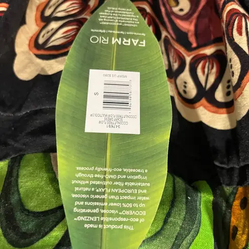 Farm Rio NWT Off-White Coconut Tree Flow Linen Ecovero Euroflax Midi Dress S