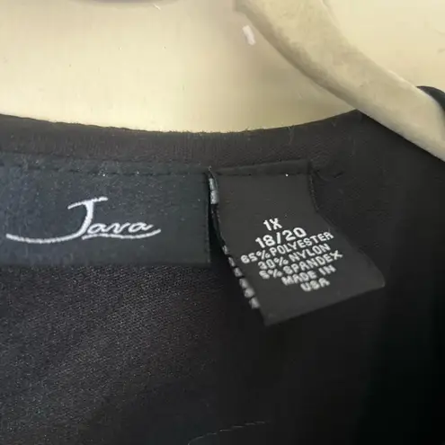 Java Woman’s Plus Black Floral Lace 3/4 Sleeve Dressy Top Sz 1X 18/20