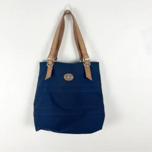 Fossil  Jesse Navy Aztec Print Sequin Embellishments Canvas Shoulder Tote…