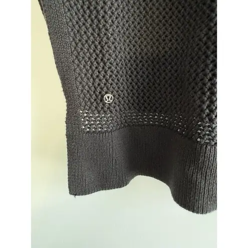 Lululemon  Simply The Vest Black Crochet Mesh Knit Top Hi Low - See Size Notes