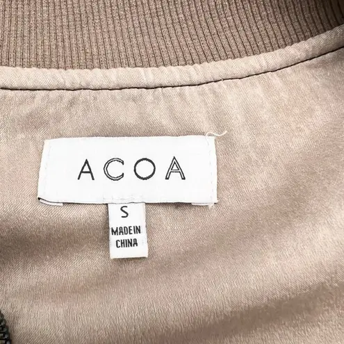 ACOA Womens Jacket Small Snakeskin Print Bomber Street Trendy Statement Urban Brown