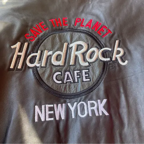 Hard Rock Cafe Save The Planet New York leather moto jacket