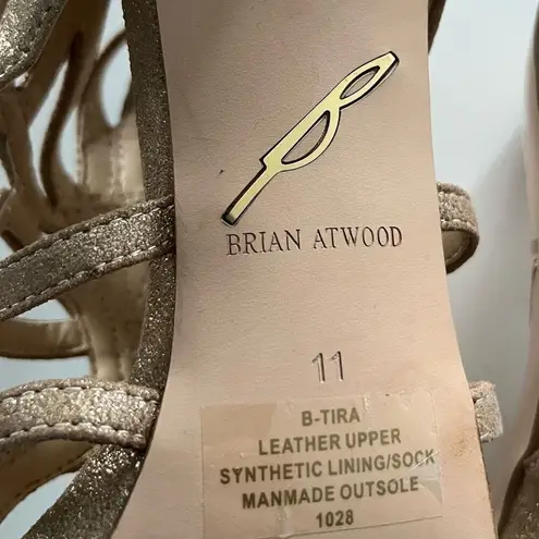 Brian Atwood  Tira Metallic Gold Strappy Sandals Size 11