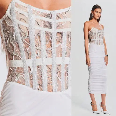 Retrofete Fae Corset Midi Dress White Bridal Size Medium NWT