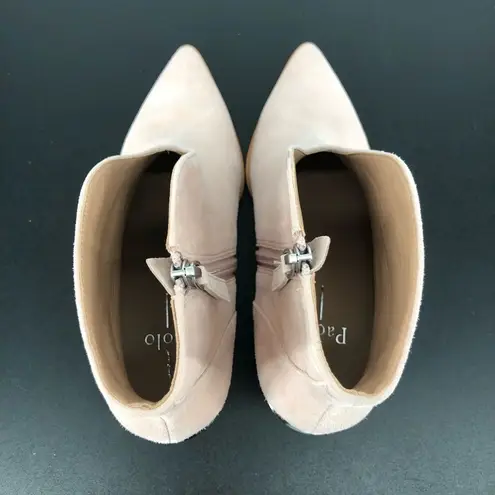 Linea Paolo Westly Bootie Blush Suede Gold Accent Pointed Toe Ankle Boots