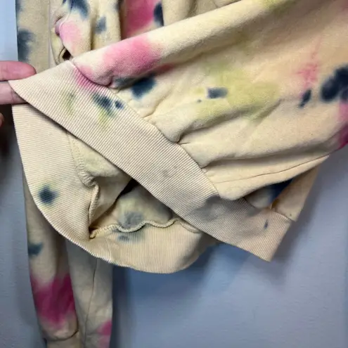 AFRM Women's Fink Cropped Tie Dye Hoodie Sweatshirt Sand Crumble Tan Cozy NEW XS Pink