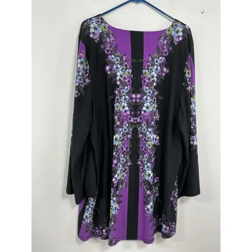 Womans Avenue Knee Length Shift Dress/top 22/24 Multicolor Floral Pullover Black Size undefined