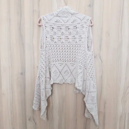 Mossimo Womens Crochet Duster Vest Size XXL Cream Boho Knit Cottage Coastal