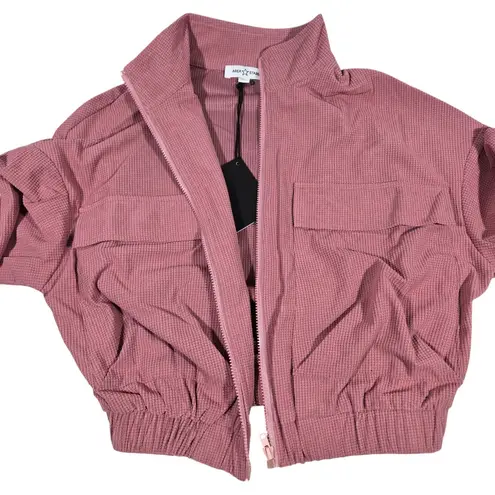 Area Stars Waffle Zip Jacket in Mauve XS NWT Pink