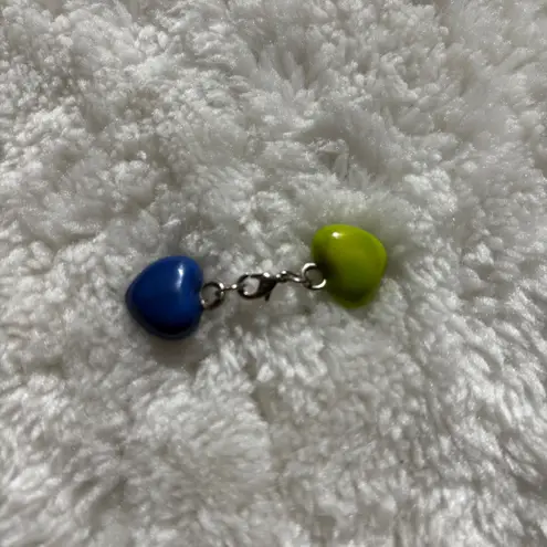 Blue and Green Heart Charm Keychain Cute Kawaii Aesthetic Y2K Keyring Bag