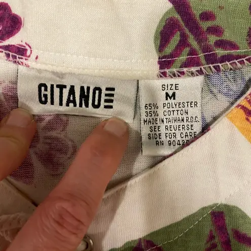 Gitano vintage 80s 90s crop top tie front tank funky geometric graphic medium Multiple