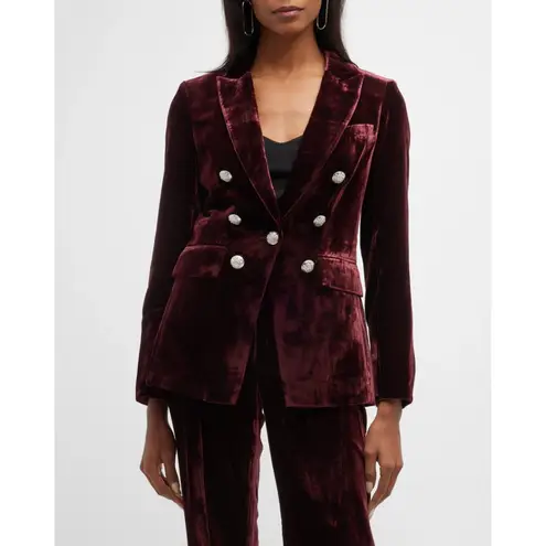 Veronica Beard  Gaya Dickey Jacket – Size 10 – Merlot Velvet – Silver Buttons