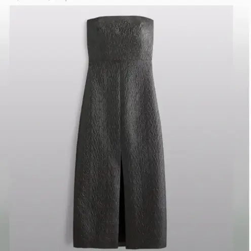 Abercrombie & Fitch NWOT  Metallic strapless midi dress Charcoal Gray Shiny - Image 4