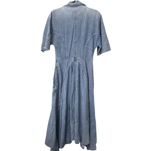SAINT ART Denim Shirt Maxi Dress Light Wash Small Blue