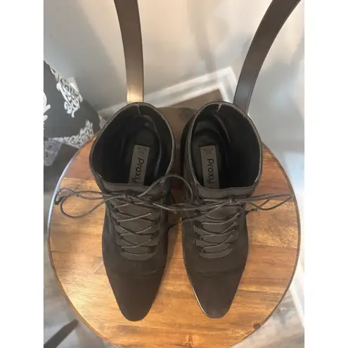 Comfortview Witchy Victorian Goth Gothic Black Leather Women's Low Heeled Ankle Boots 7 1/2