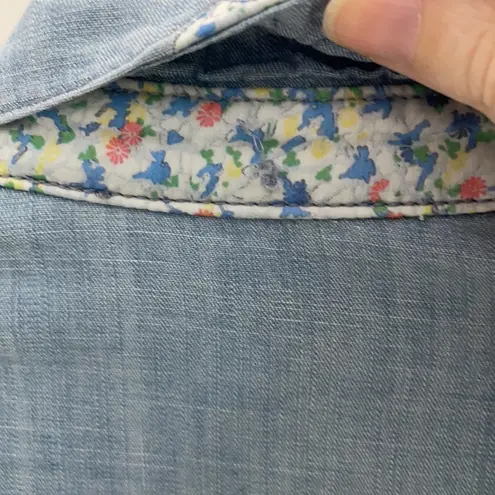 Kookai Chambray Patchwork Button Up Top Medium