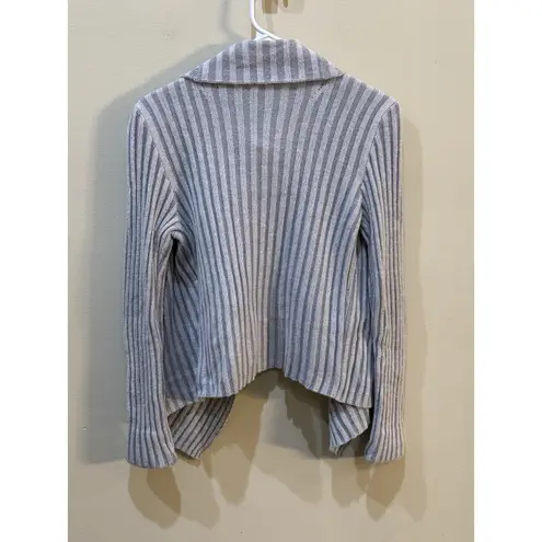 Minnie Rose Open Front Draped Ribbed Cashmere Sweater Size Small Gray Shawl - Image 2