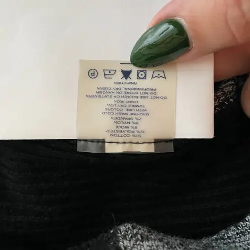 Title Nine Women S Black White Cardigan Sweater Wool Blend Full Zip Athleisure