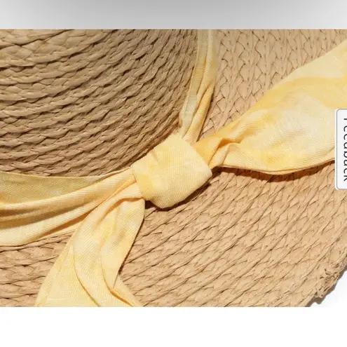 Kelly & Katie Straw Ribbon Panama Hat in Tan & Yellow NEW