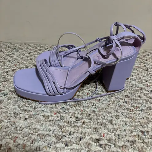 Schutz Glenna Platform Leather Sandal Smokey Grape Purple 3.5” Heel- Size 8