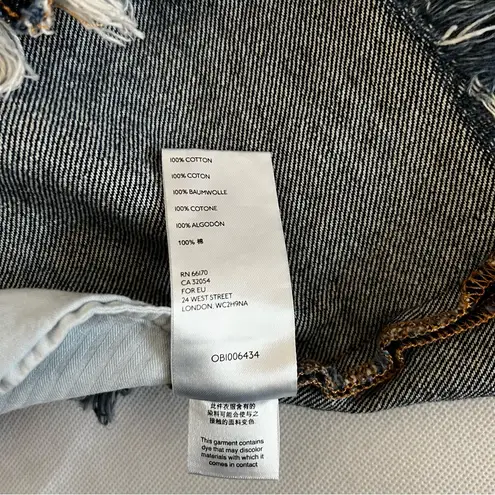 Free People  Bailey Raw Hem Fringe Denim Jean Asymmetrical Mini Skirt Size 27