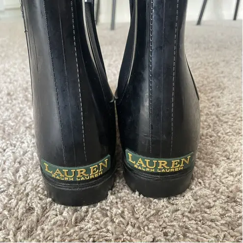 Ralph Lauren  Womens 11B Tally Rain Boots Black Ankle Top Slip On Waterproof