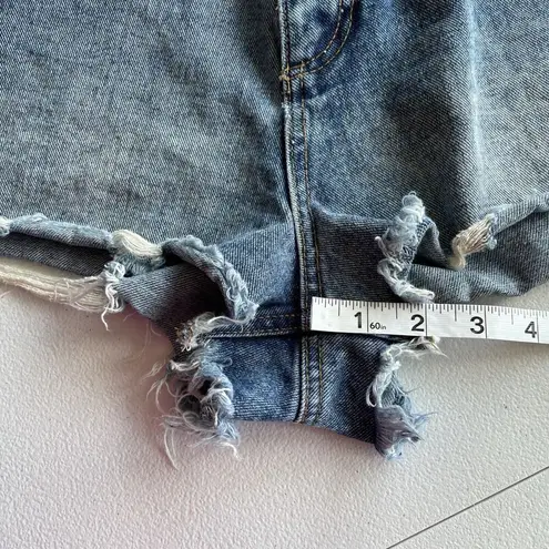 Denim & Co Jean Short Shorts Womens Sz 6 Blue Denim High Rise Distressed Raw Hem