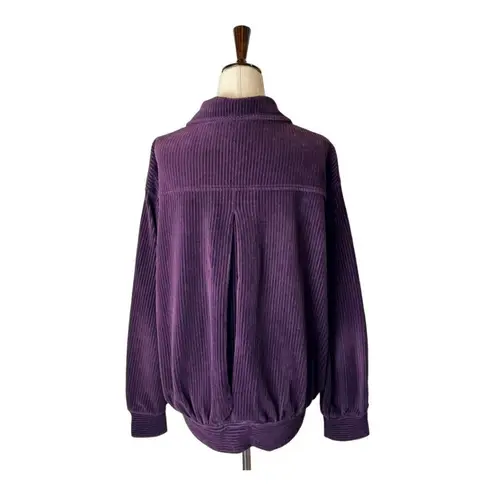 St John Sport Purple Ribbed Velour Collared Button Front Jacket Size M Size M