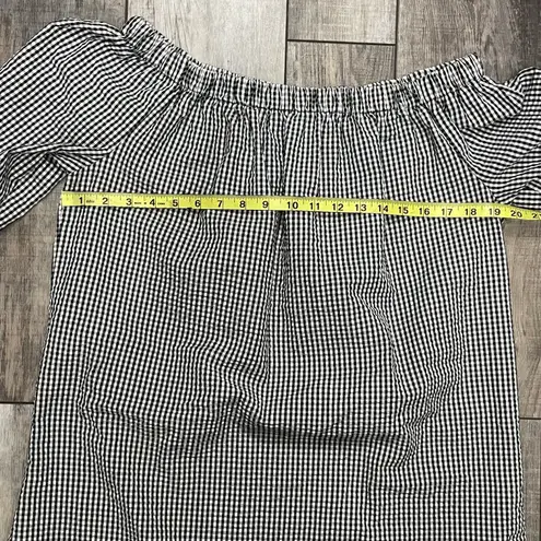 Tacera Gingham Off Shoulder Dress Black White 3/4 Sleeve Size Medium