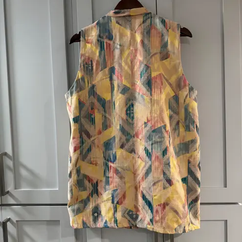 Vintage Styles de Santa Fe Bohemian Abstract Aztec Geometric Vest Women's XL Tan
