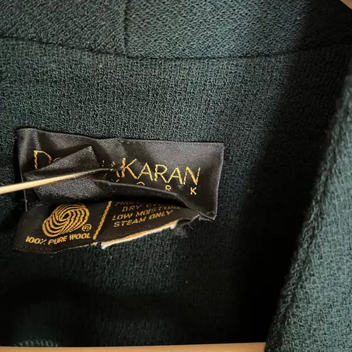 Donna Karan Vintage Black Label Archival Green Wool Wrap Dress Union-Made Size S