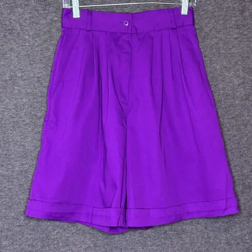 Star City Vintage Purple Pleated High-Waist Bermuda Shorts Size 10 USA Rayon