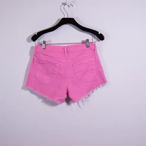 L'Agence Women's Audrey Cotton Stretch Mid Waist Cut Off Denim Shorts Rose Bloom