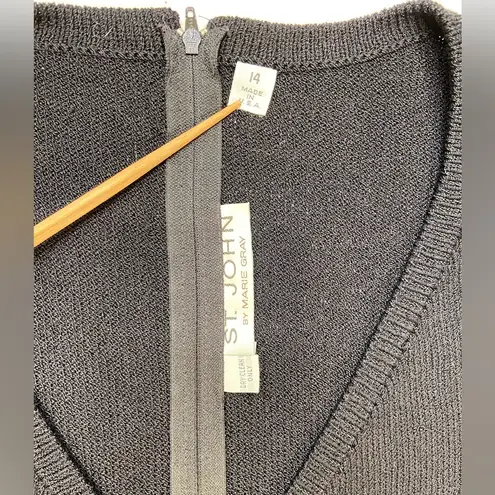 St. John Vintage St. Johns Santana Knit Dress. Beaded Belt and cuffs, Size 14