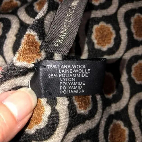 Francesco Biasia Zebra Wool Scarf Made in Italy Unisex Brown