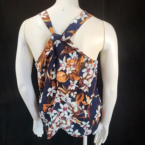 Dress Master Blue & Orange Floral Sleeveless Blouse
