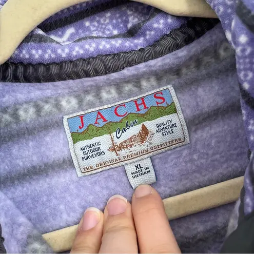 Jachs Cabin purple striped quarter snap fleece pullover white gray women’s XL