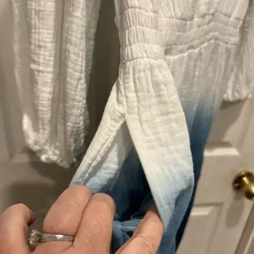 Universal Threads Universal Thread Small Dress Tie-Dye Blue Ombré Long Sleeve‎ Tiered Cotton Gauze