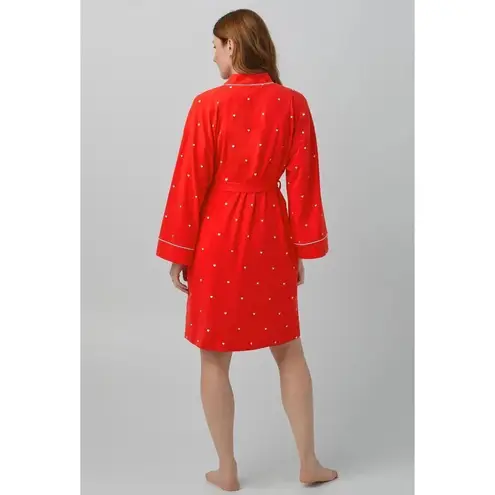 BEDHEAD Pajamas Heart Dot Stretch Organic Cotton Jersey Robe in Tiny Hearts L/XL Red Size L