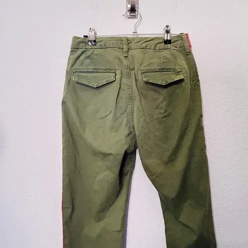 Mother The Shaker Prep Frayed Pants Fatigue Green & Red Size 25 Crop