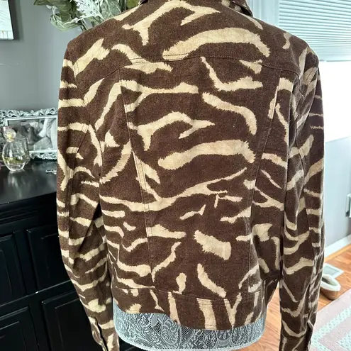 Lauren Jeans Co. Brown & Tan Animal Print Denim Jacket Western Safari Size M Size M