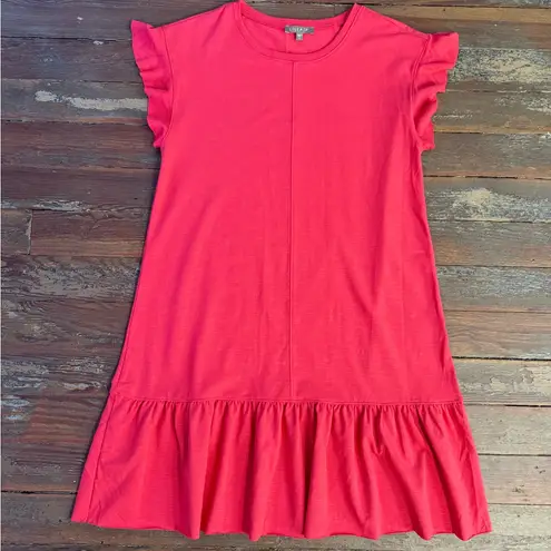 Lilla P Ruffle Sleeve Founce Hem Cotton Blend Dress ~ Size Small 💚🍄 Pink