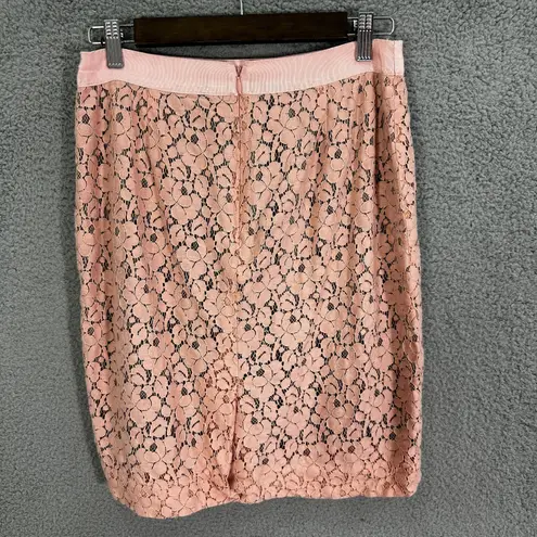 J.Crew  Pencil Skirt Women‎ 8 Pink Floral Lace Quiet Luxury Soft Girl Romantic