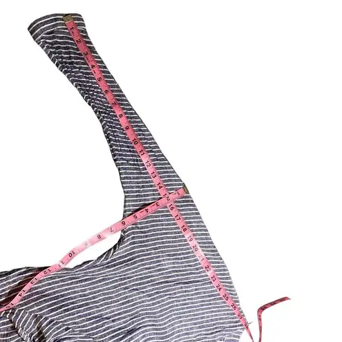 Rails Sloan Linen Blend Striped Tie Waist Crop Long Sleeve Top Blue White Medium